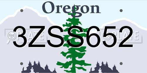 3ZSS652 Oregon License Plate