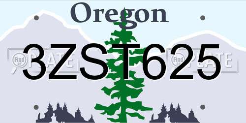 3ZST625 Oregon License Plate