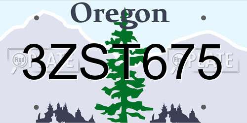 3ZST675 Oregon License Plate