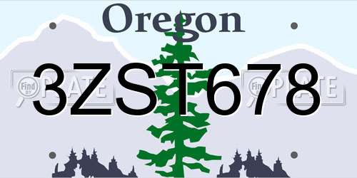 3ZST678 Oregon License Plate