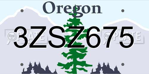3ZSZ675 Oregon License Plate