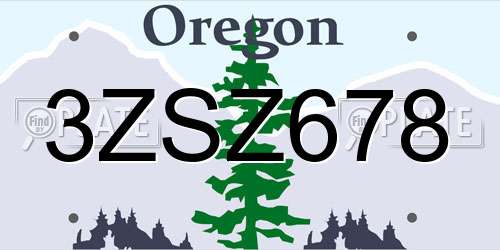 3ZSZ678 Oregon License Plate