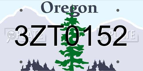 3ZT0152 Oregon License Plate