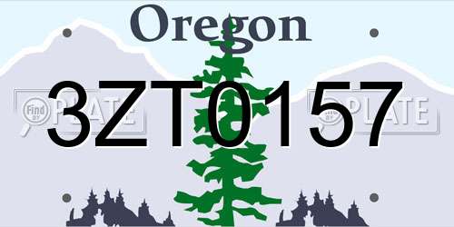 3ZT0157 Oregon License Plate