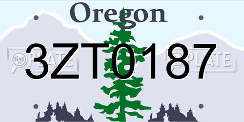 3ZT0187 Oregon License Plate