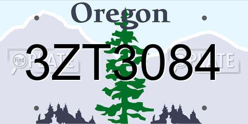 3ZT3084 Oregon License Plate