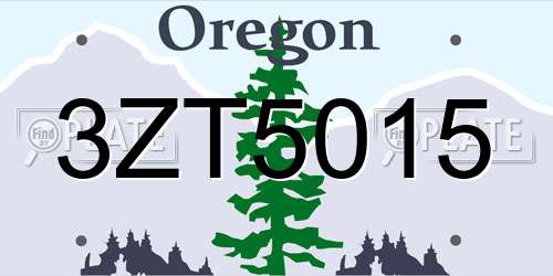 3ZT5015 Oregon License Plate