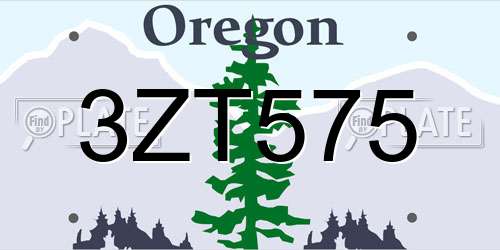 3ZT575 Oregon License Plate