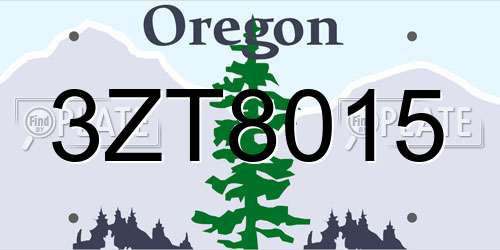 3ZT8015 Oregon License Plate