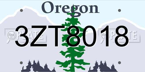 3ZT8018 Oregon License Plate