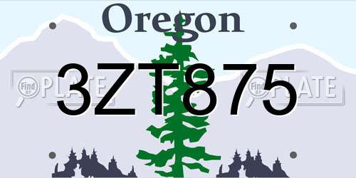 3ZT875 Oregon License Plate