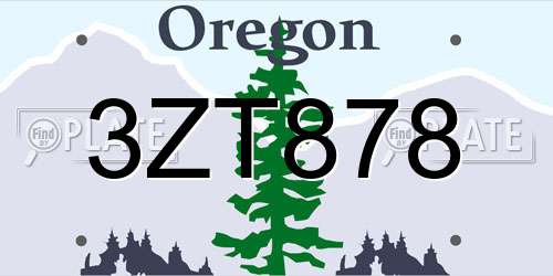 3ZT878 Oregon License Plate