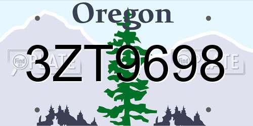 3ZT9698 Oregon License Plate