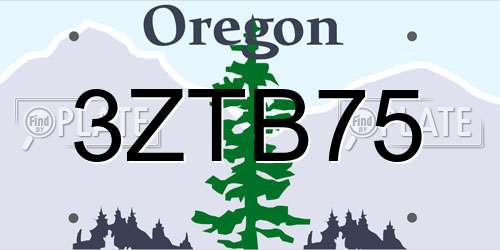 3ZTB75 Oregon License Plate