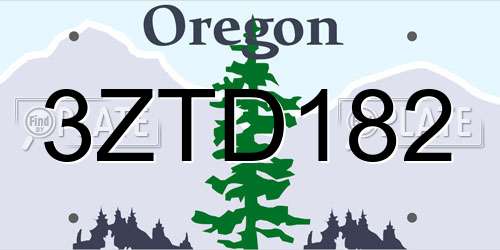 3ZTD182 Oregon License Plate