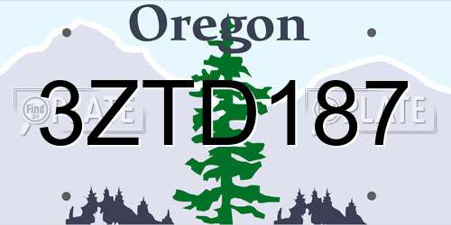 3ZTD187 Oregon License Plate