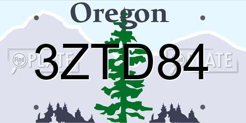 3ZTD84 Oregon License Plate