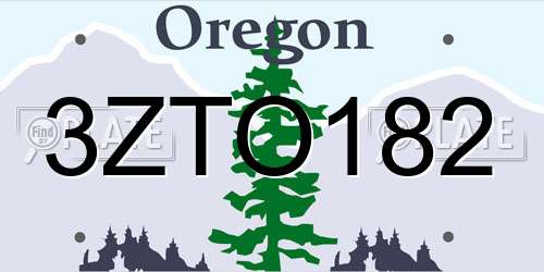 3ZTO182 Oregon License Plate
