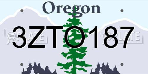 3ZTO187 Oregon License Plate