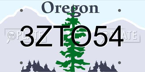 3ZTO54 Oregon License Plate