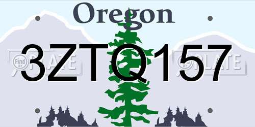 3ZTQ157 Oregon License Plate