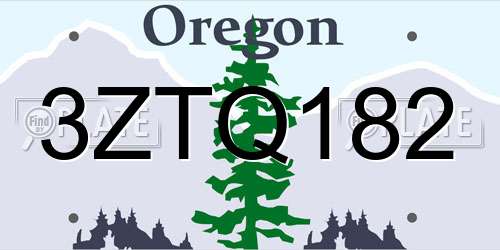 3ZTQ182 Oregon License Plate