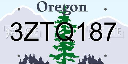 3ZTQ187 Oregon License Plate
