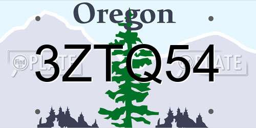 3ZTQ54 Oregon License Plate