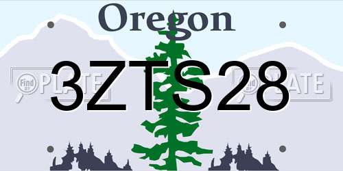 3ZTS28 Oregon License Plate