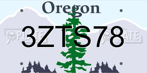 3ZTS78 Oregon License Plate