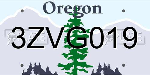 3ZVG019 Oregon License Plate