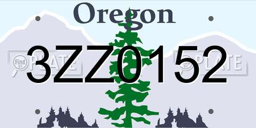 3ZZ0152 Oregon License Plate