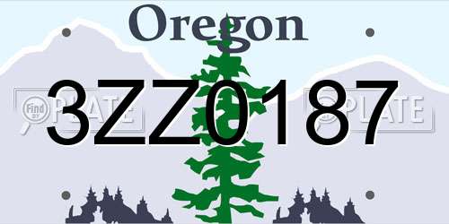 3ZZ0187 Oregon License Plate