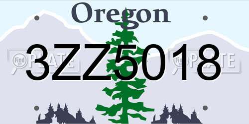 3ZZ5018 Oregon License Plate