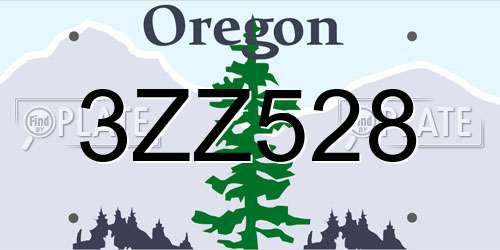 3ZZ528 Oregon License Plate