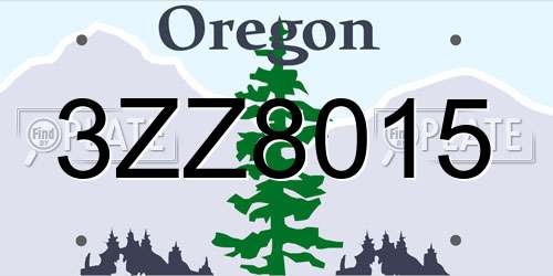 3ZZ8015 Oregon License Plate