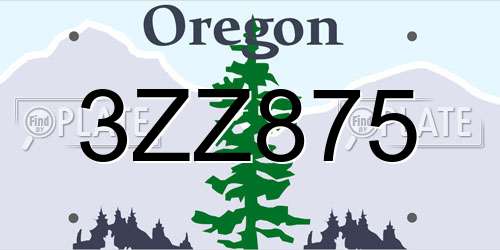 3ZZ875 Oregon License Plate