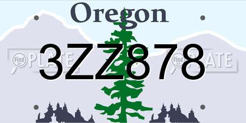3ZZ878 Oregon License Plate