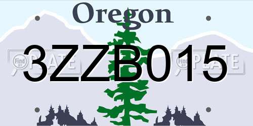 3ZZB015 Oregon License Plate