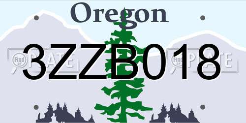 3ZZB018 Oregon License Plate