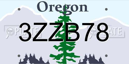 3ZZB78 Oregon License Plate