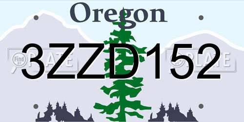 3ZZD152 Oregon License Plate