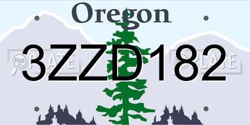 3ZZD182 Oregon License Plate