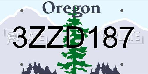 3ZZD187 Oregon License Plate