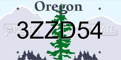 3ZZD54 Oregon License Plate