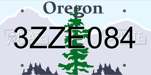 3ZZE084 Oregon License Plate