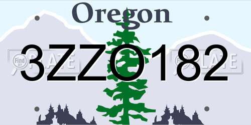 3ZZO182 Oregon License Plate