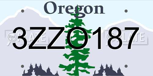 3ZZO187 Oregon License Plate