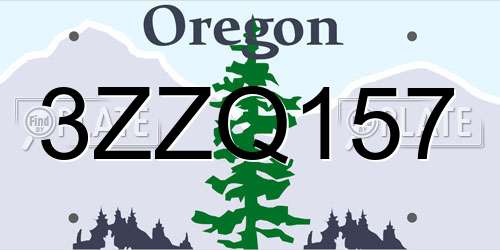 3ZZQ157 Oregon License Plate