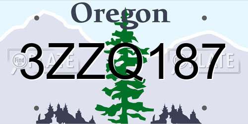 3ZZQ187 Oregon License Plate